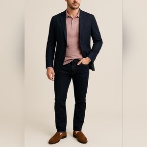 Goodfellow & Co Men’s Striped Polo Shirt Dusty Rose Pink Cotton Size Large